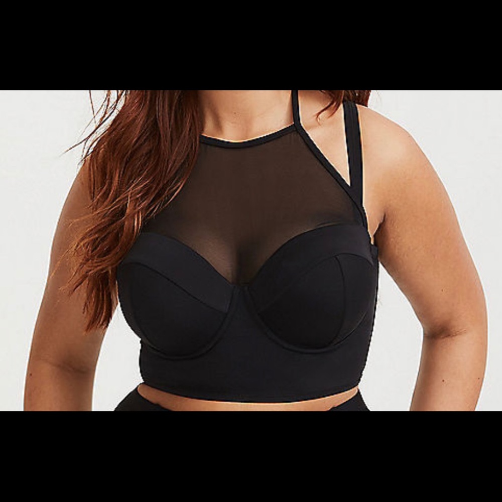 black halter mesh push-up strapless bikini top